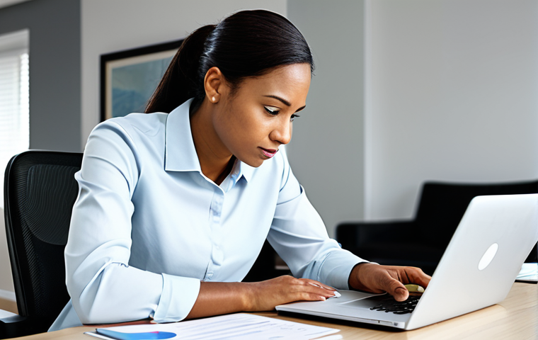 A focused individual, fully clothed in modest business attire, sits attentively at a modern desk in a well-lit home office. They are intently reviewing financial documents, with an open laptop and a neat notebook beside them, suggesting strategic planning and organization. The subject's expression is one of calm determination and clarity. The background is clean and professional, emphasizing financial discipline and a proactive approach to managing resources. safe for work, appropriate content, fully clothed, professional, perfect anatomy, correct proportions, natural pose, well-formed hands, proper finger count, natural body proportions, high-quality professional photography.